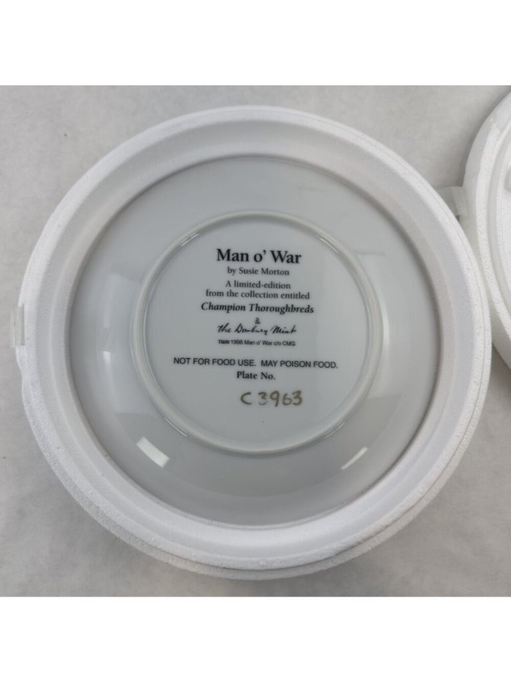 Vtg Man O War Champion Thoroughbreds Limited Edition Collector Plate 1996 8-inch - Picture 5 of 9